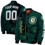 custom oakland athletics hexagon cluster green black bomber jacket best selling