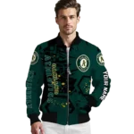 custom oakland athletics hexagon cluster green black bomber jacket best selling