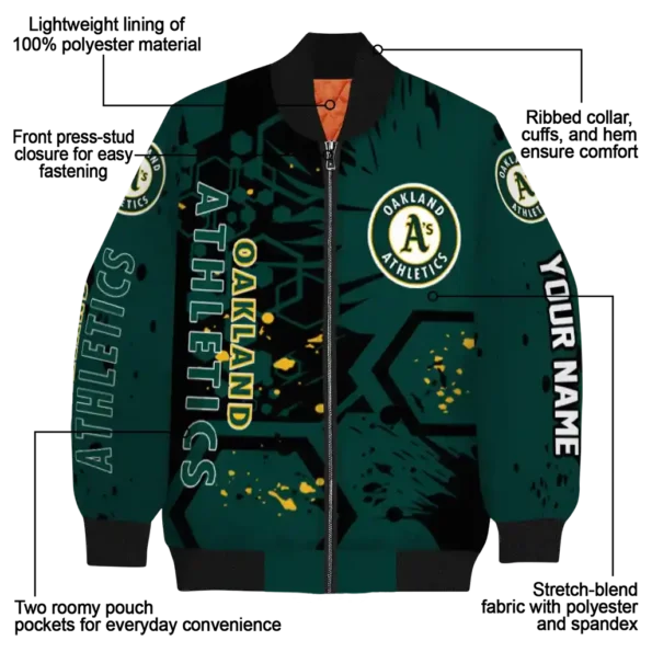 custom oakland athletics hexagon cluster green black bomber jacket new arrival