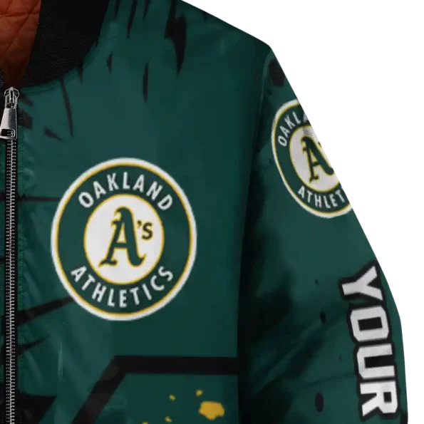 custom oakland athletics hexagon cluster green black bomber jacket premium grade