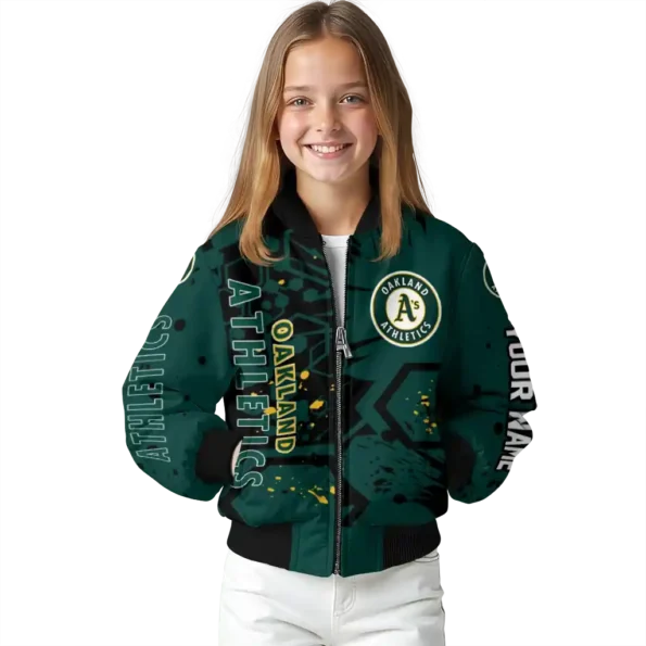 custom oakland athletics hexagon cluster green black bomber jacket top rated