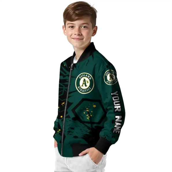 custom oakland athletics hexagon cluster green black bomber jacket trendy