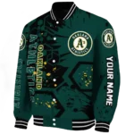 custom oakland athletics hexagon cluster green black varsity jacket best selling