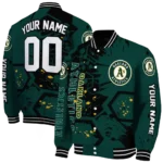 custom oakland athletics hexagon cluster green black varsity jacket best selling
