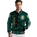 custom oakland athletics hexagon cluster green black varsity jacket best selling