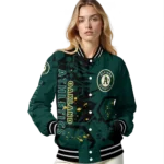 custom oakland athletics hexagon cluster green black varsity jacket best selling