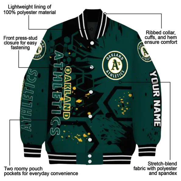 custom oakland athletics hexagon cluster green black varsity jacket new arrival