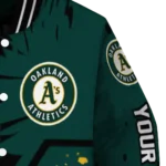 custom oakland athletics hexagon cluster green black varsity jacket best selling