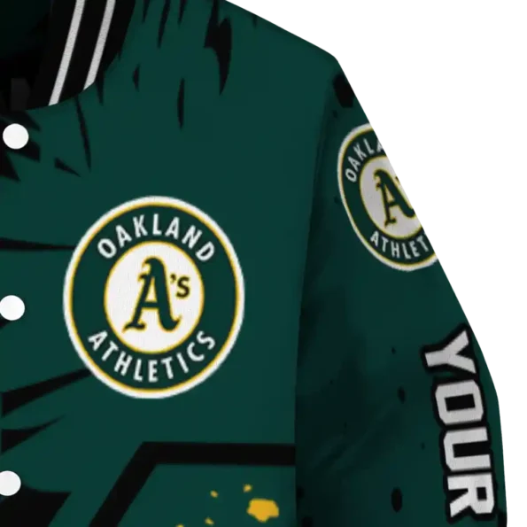custom oakland athletics hexagon cluster green black varsity jacket premium grade
