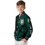 custom oakland athletics hexagon cluster green black varsity jacket best selling