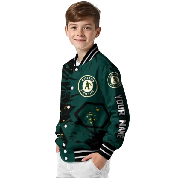 custom oakland athletics hexagon cluster green black varsity jacket trendy