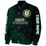 custom oakland athletics hexagon mesh green black varsity jacket best selling
