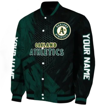 custom oakland athletics hexagon mesh green black varsity jacket best selling