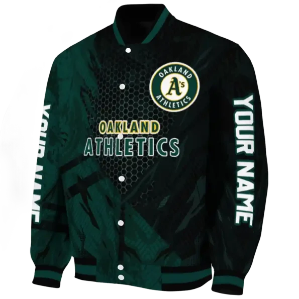 custom oakland athletics hexagon mesh green black varsity jacket best selling