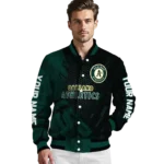 custom oakland athletics hexagon mesh green black varsity jacket best selling