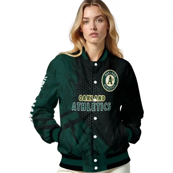 custom oakland athletics hexagon mesh green black varsity jacket latest model
