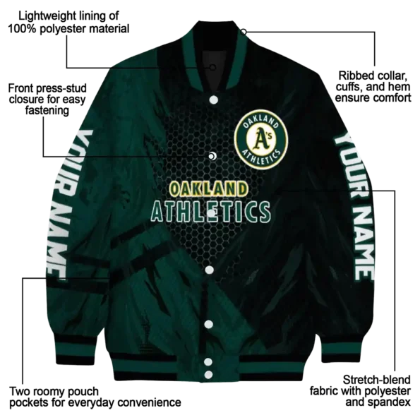 custom oakland athletics hexagon mesh green black varsity jacket new arrival