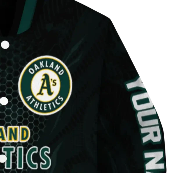 custom oakland athletics hexagon mesh green black varsity jacket premium grade