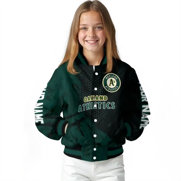 custom oakland athletics hexagon mesh green black varsity jacket top rated