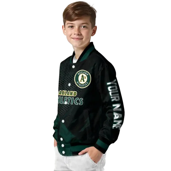 custom oakland athletics hexagon mesh green black varsity jacket trendy