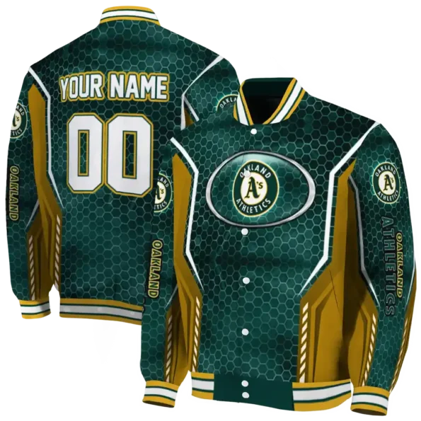 custom oakland athletics power plate green varsity jacket fashion forward