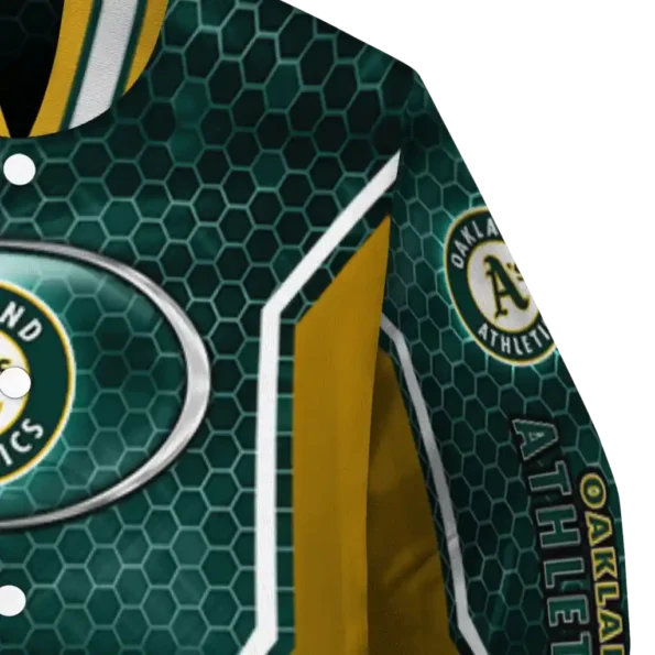custom oakland athletics power plate green varsity jacket premium grade