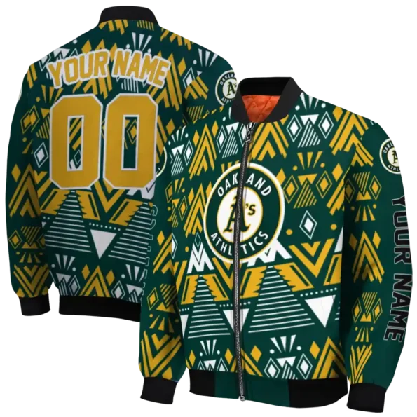custom oakland athletics pyramid shapes green bomber jacket fashion forward