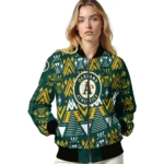 custom oakland athletics pyramid shapes green bomber jacket best selling