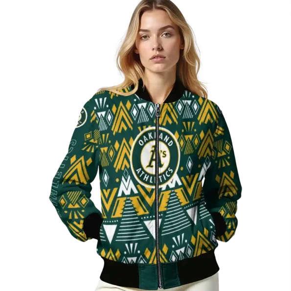 custom oakland athletics pyramid shapes green bomber jacket latest model