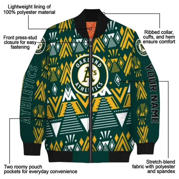 custom oakland athletics pyramid shapes green bomber jacket new arrival