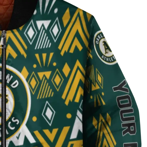 custom oakland athletics pyramid shapes green bomber jacket premium grade
