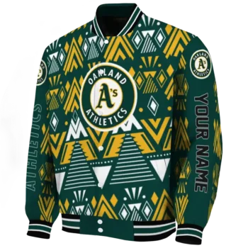 custom oakland athletics pyramid shapes green varsity jacket best selling