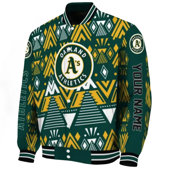 custom oakland athletics pyramid shapes green varsity jacket best selling