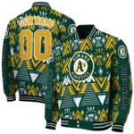 custom oakland athletics pyramid shapes green varsity jacket best selling