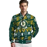 custom oakland athletics pyramid shapes green varsity jacket best selling