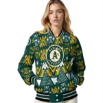 custom oakland athletics pyramid shapes green varsity jacket best selling
