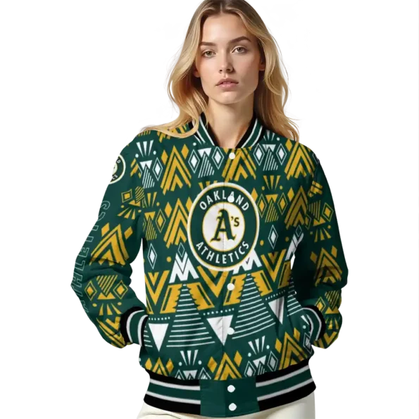 custom oakland athletics pyramid shapes green varsity jacket latest model
