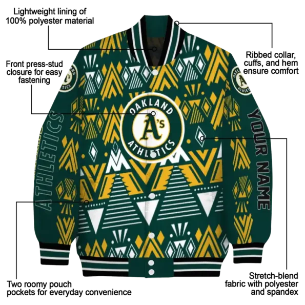 custom oakland athletics pyramid shapes green varsity jacket new arrival