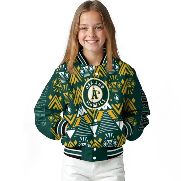 custom oakland athletics pyramid shapes green varsity jacket top rated