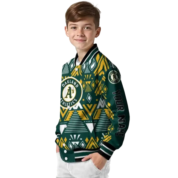 custom oakland athletics pyramid shapes green varsity jacket trendy