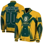 custom oakland athletics spider mark green yellow crocs varsity jacket best selling