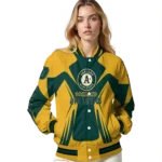 custom oakland athletics spider mark green yellow crocs varsity jacket best selling