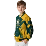 custom oakland athletics spider mark green yellow crocs varsity jacket best selling