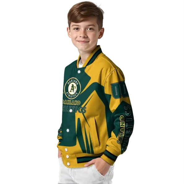 custom oakland athletics spider mark green yellow crocs varsity jacket trendy
