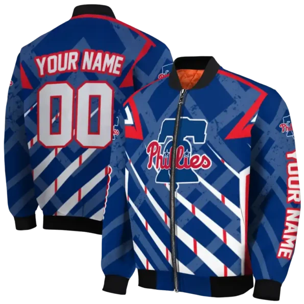 custom philadelphia phillies chevron angles blue bomber jacket fashion forward