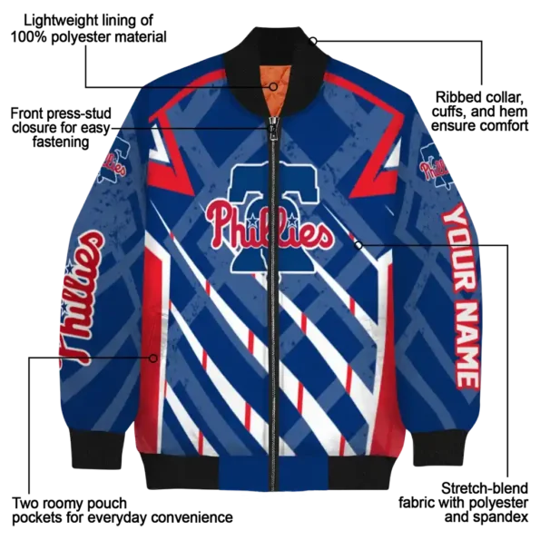 custom philadelphia phillies chevron angles blue bomber jacket new arrival