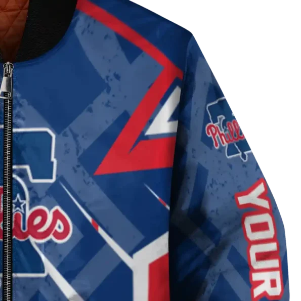 custom philadelphia phillies chevron angles blue bomber jacket premium grade