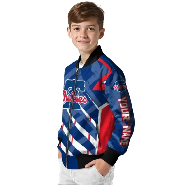 custom philadelphia phillies chevron angles blue bomber jacket trendy