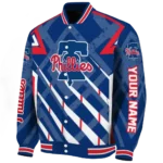 custom philadelphia phillies chevron angles blue varsity jacket best selling