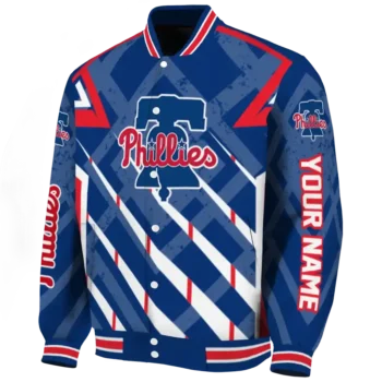 custom philadelphia phillies chevron angles blue varsity jacket best selling
